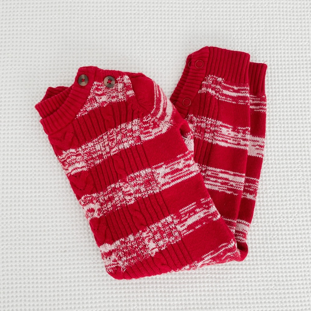 Red and white knit
